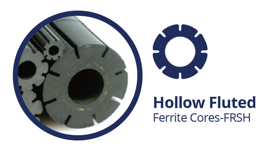 hollow fluted ferrite cores